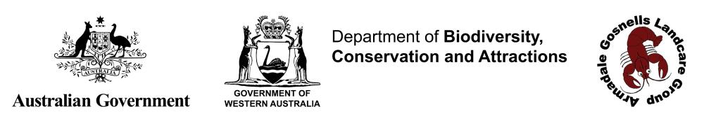 Logos - Australian Government, Government of Western Australia, Department of Biodiversity Conservation and Attractions and Armadale Gosnells Landcare Group