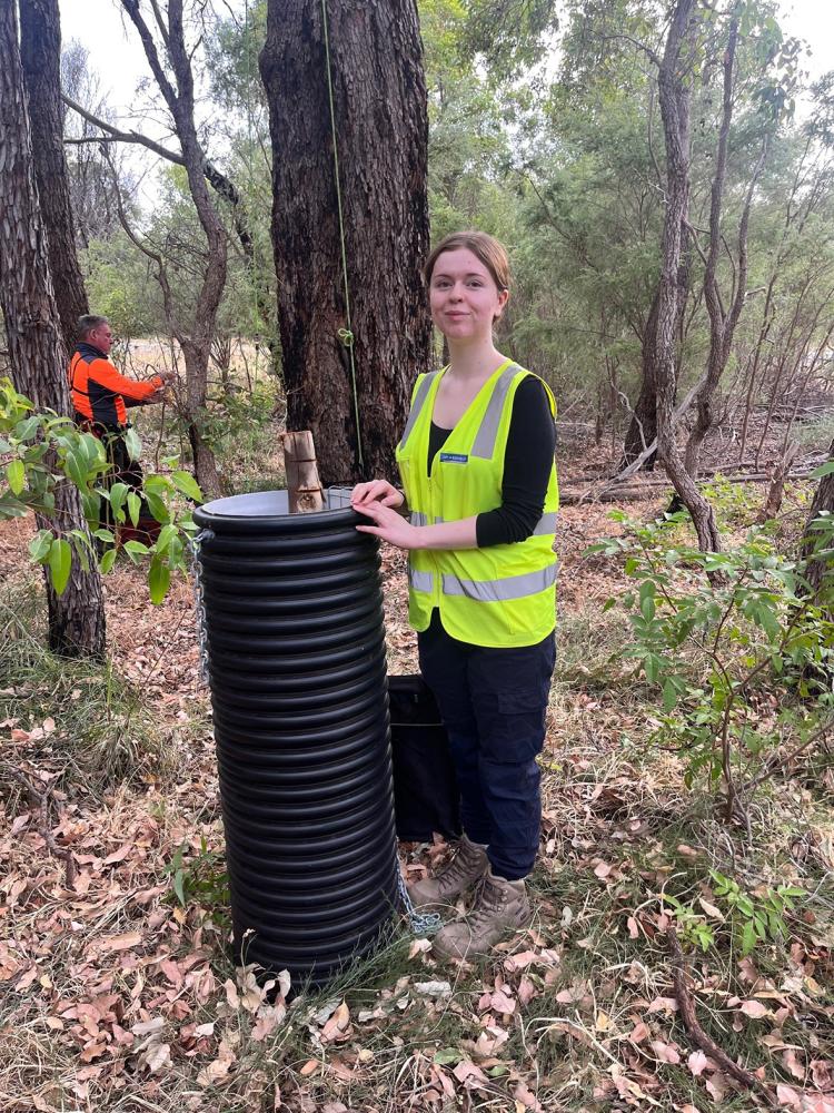 work experience student Laura Berry, who arranged the installation of the nesting hollows.