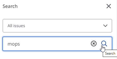 Search box with "mops" typed in it