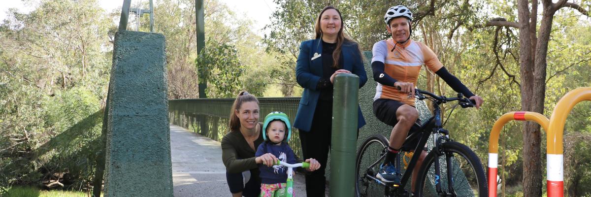 Cr Serena Williamson with cyclists in City of Gosnells