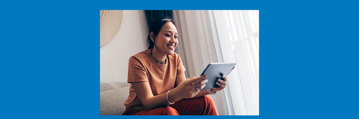 Woman looking at ipad