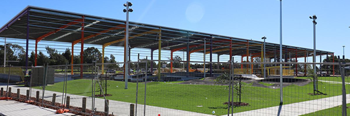 Image shows extensive undercover outdoor youth entertainment space