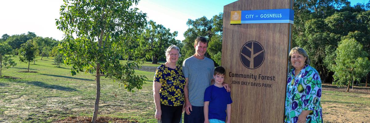 The Sharp family and Mayor Terresa Lynes at the City of Gosnells Community Forest