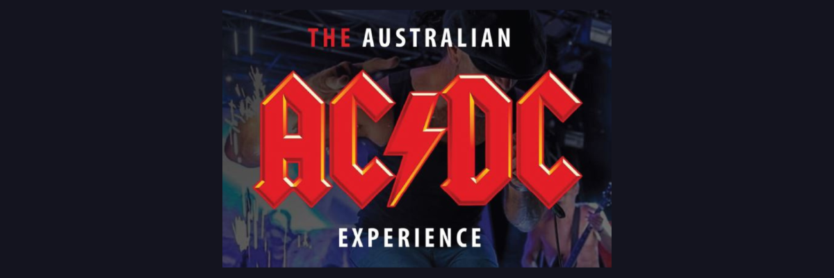Text reading "The Australian AC/DC Experience", stylised in red and white.