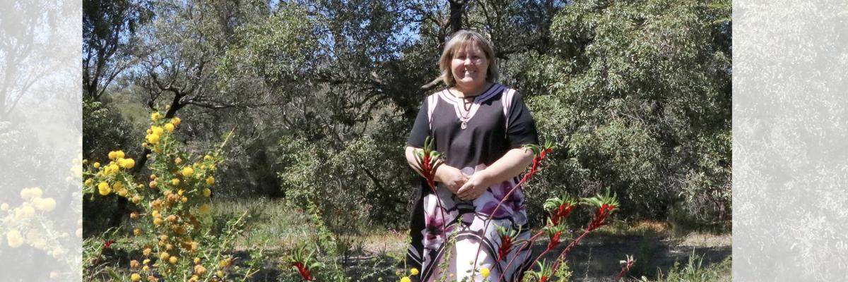 City of Gosnells Mayor Terresa Lynes at The Confluence Foreshore Reserve in Thornlie,  where tens of thousands of plants were planted this winter.