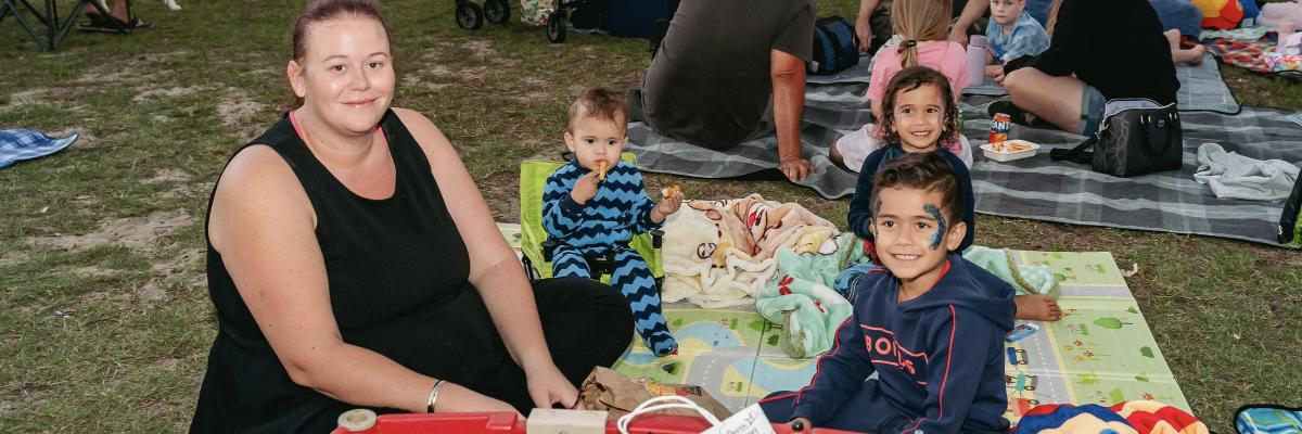 Family picnic at community event