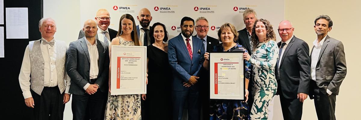 The City of Gosnells was awarded the Institute of Public Works Engineering Australasia (IPWEA) 2026 excellence in environment and sustainability award for the Sustainable Gosnells Project at a ceremony in Fremantle on 13 March.