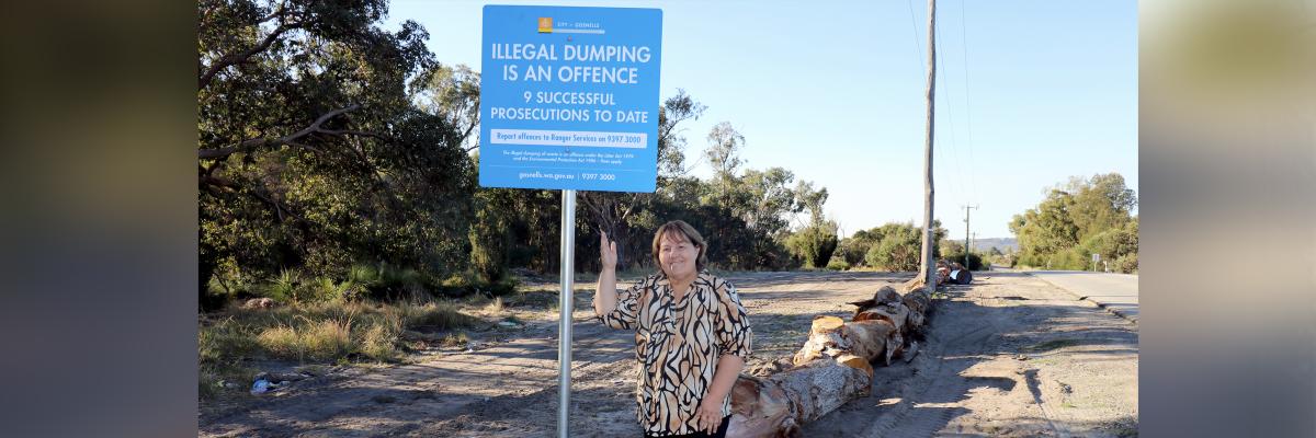 Mayor Terresa Lynes is making it clear illegal dumping is not welcome in the City of Gosnells, with new signs installed at known hotspots.