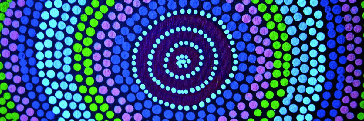 Noongar cirlcle art purple, blue, green