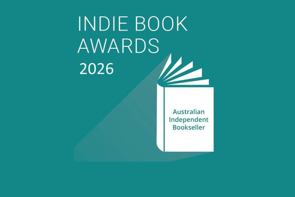 Indie Awards 2026 logo of white book on green background