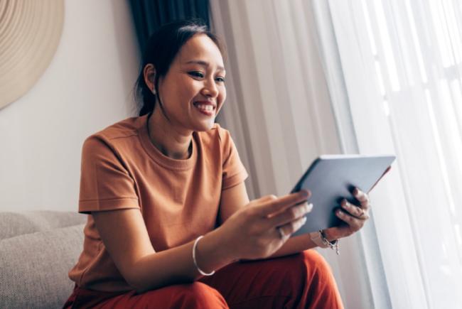 Woman looking at ipad