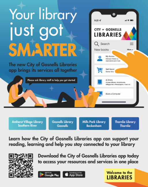 City of Gosnells Libraries App with QR code