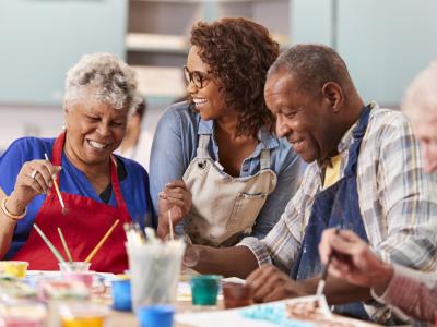 Group of Seniors taking part in art workshop