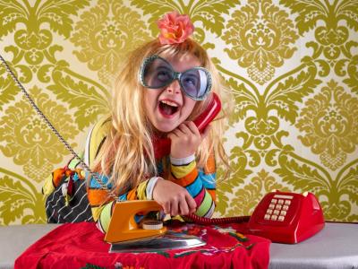 Child with vintage items