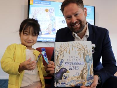 City of Gosnells Deputy Mayor Adam Hort and Sua Kim at Amherst Village Library’s National Simultaneous Storytime event in May.