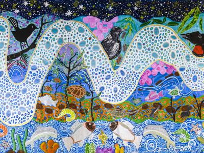 Colourful image of Wagyl and native flora and fauna
