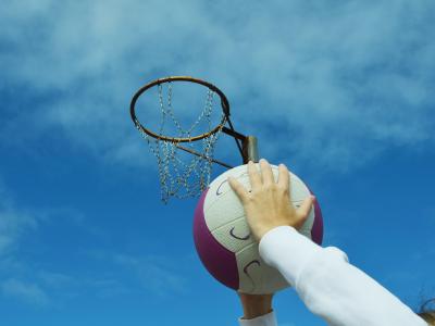Netball and netball hoop 