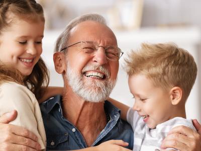 grandfather with grandchildren