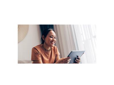 Woman looking at ipad