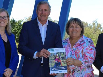 City of Gosnells Mayor Terresa Lynes pictured with (l-r) Town of Victoria Park Mayor Karen Vernon, WA Minister for Environment Reece Whitby and City of Canning Mayor Patrick Hall