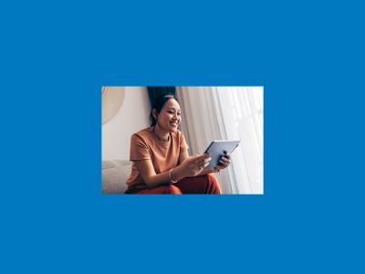 Woman looking at ipad
