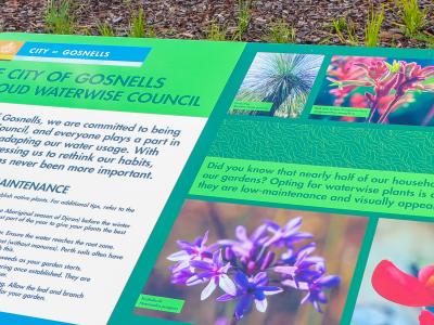 New signage about waterwise gardening has been installed at Amherst Village Community Centre.