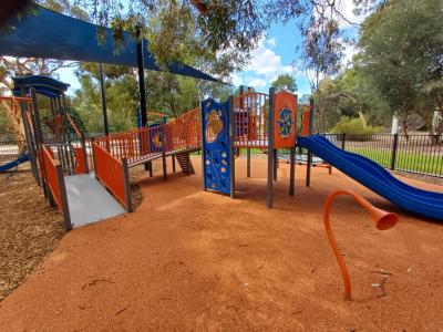 Boyle Playground play structure with shade sail