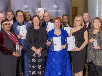 City of Gosnells Mayor Terresa Lynes (third right) and CEO Ian Cowie with the winners for the National Awards for Local Government.