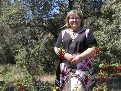 City of Gosnells Mayor Terresa Lynes at The Confluence Foreshore Reserve in Thornlie,  where tens of thousands of plants were planted this winter.