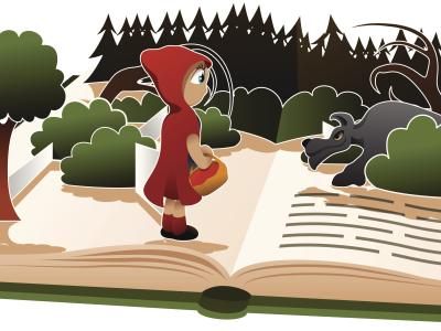 Red Riding Hood story coming out of the book