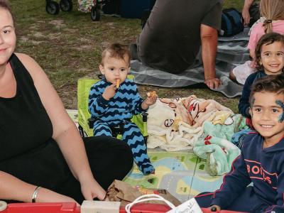 Family picnic at community event