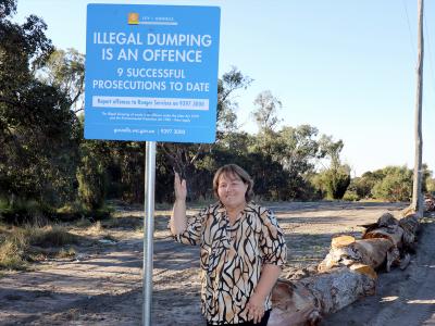 Mayor Terresa Lynes is making it clear illegal dumping is not welcome in the City of Gosnells, with new signs installed at known hotspots.