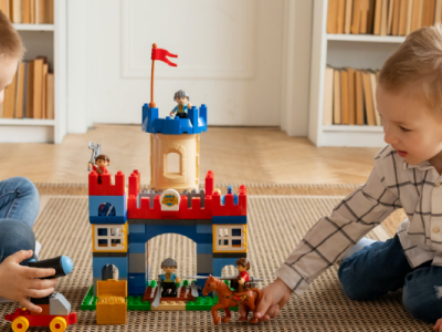 Kids playing with LEGO.