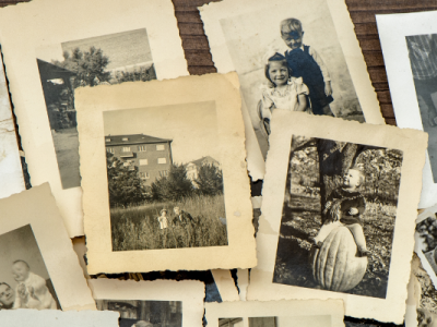 A collage of old, yellowed photos