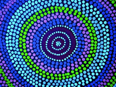 Noongar cirlcle art purple, blue, green