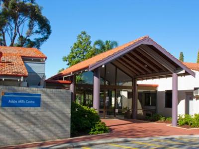 The front entrance of Addie Mills Centre